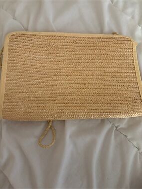 Vintage Woven Straw Crossbody Bag - Natural